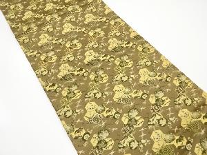 アンティーク　亀甲に蔦の葉・松竹梅・鶴模様織り出し丸帯（材料）